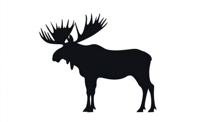 Fototapeta premium Silhouette of a Moose, profile view, against a plain background. Possible use Stock photo for nature, wildlife, or animal-themed designs