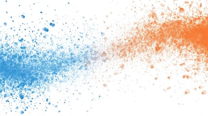 Obraz premium Bold Blue and Orange Splatter Effect with Scattered Dots, Evoking Energy and Playfulness in Minimalist Design