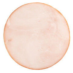Ham slices, isolated on white background, full depth of field