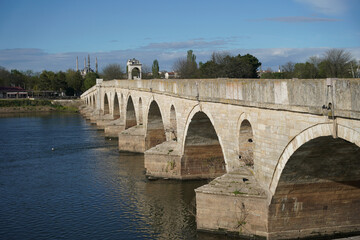 Fototapeta premium Meric Bridge over Meric River, Edirne, Turkiye