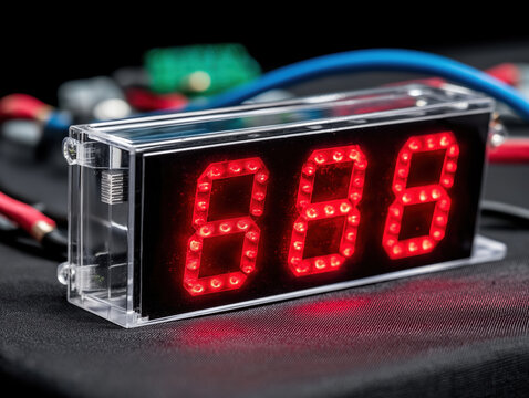 Digital display shows the number 888 in bright red LED lights on a black surface