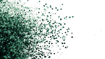 Png of A vibrant abstract gradient design featuring a scattering of green geometric shapes on transparent background.