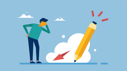 Learning from Failure A figure examining a broken pencil and making notes conveying the idea that setbacks are opportunities for growth and learning.