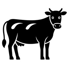 Cow Silhouette Vector, Black Farm Cow Clipart for Agriculture and Dairy Designs

