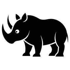 Fototapeta premium Black Rhino Silhouette Vector Icon, Wildlife Animal Clipart Design