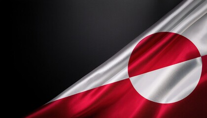 Greenland flag draped against black background