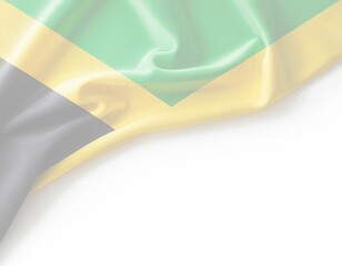 Jamaican flag on white background: national symbol with yellow cross, green and black colors