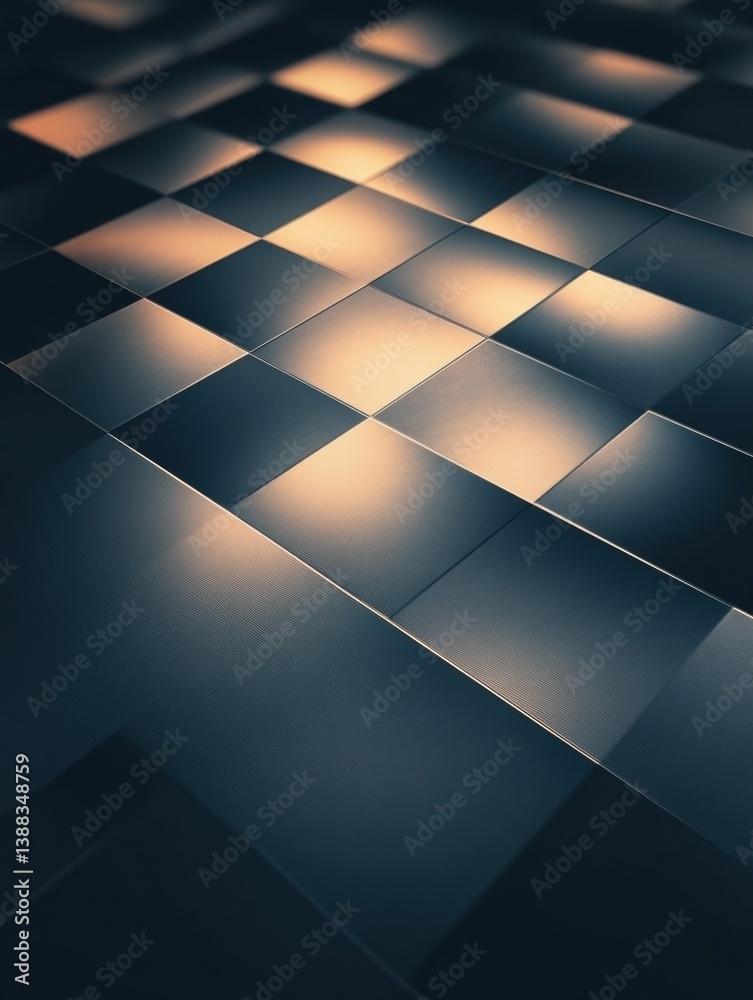 Poster Modern checkerboard pattern with gradient shading and smooth lighting in elegant tones