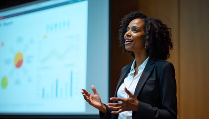Inspiring Business Presentation by a Confident Woman