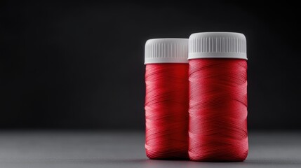 Two spools of vibrant red thread