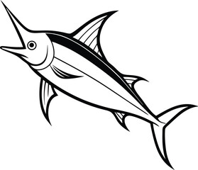 Sword Fish Line art Design with white background
