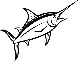 Sword Fish Line art Design with white background