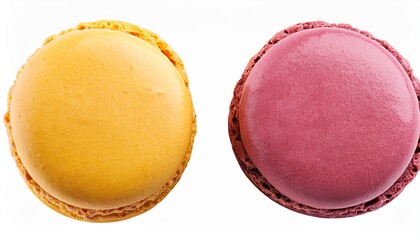 top view with homemade macarons flat lay full depth of field isolated on white background