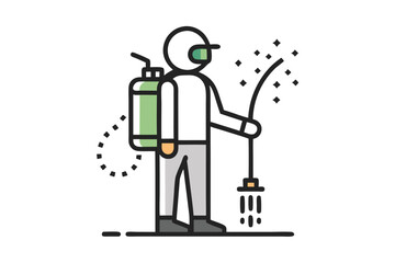 Mite disinfectant man icon. Outline mite disinfectant man vector icon for web design isolated on white background.