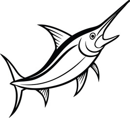 Sword Fish Line art Design with white background