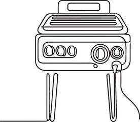 Modern Electric Grill Line Art – Vector Illustration
