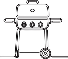 Modern Electric Grill Line Art – Vector Illustration