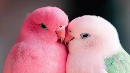 Close-up of two pastel birds