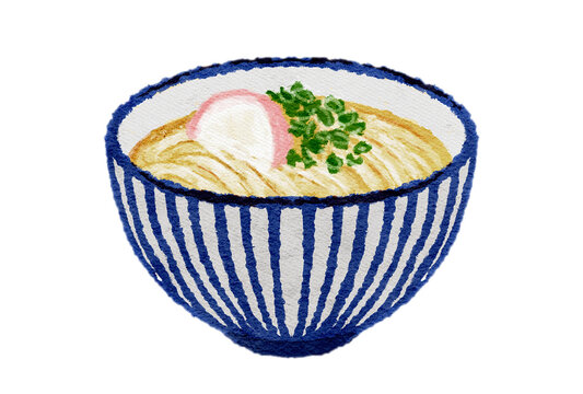 うどんの水彩イラスト