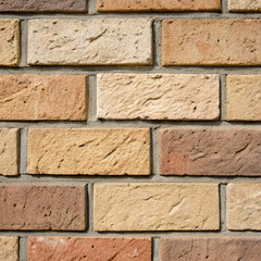 Fototapeta premium Generative AI of a high-resolution close-up image of a brick block texture, front view. The image captures the detailed surface of the bricks, including rough textures, subtle color variations.