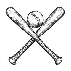 Crossed Baseball Bats and Ball