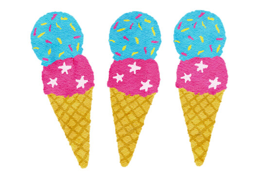 ポップなアイスクリームの水彩イラスト
