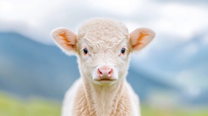 Obraz premium Adorable baby cow, close-up portrait
