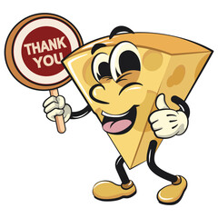 cute cheese cartoon isolated vektor illustration mascot character say thank you, work of hand drawn