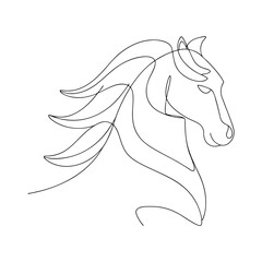 Minimalist Line Art of a Horse Head