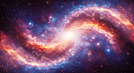Vibrant Cosmic Nebula Swirling Galaxy of Stars Colorful Space Art