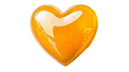 Png of A glossy, vibrant orange heart shape, symbolizing warmth and affection in a playful and artistic manner on transparent background.
