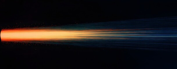 Beam of light orange fades to blue on black, fast moving effect