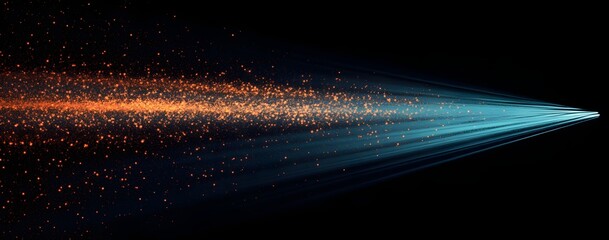 Obraz premium Converging orange particles transitioning into focused blue rays