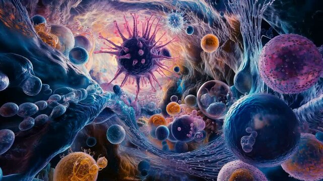 Embark on a Journey to Explore the Cosmic Micro verse Discover Vibrant Realms of Cells and Particles