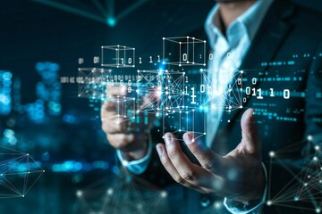 Fintech, blockchain innovation, digital payments, futuristic financial technology, global business, online banking, cashless transactions