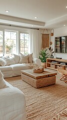Rustic Boho Inspired Living Room with Comfortable Sofa Image