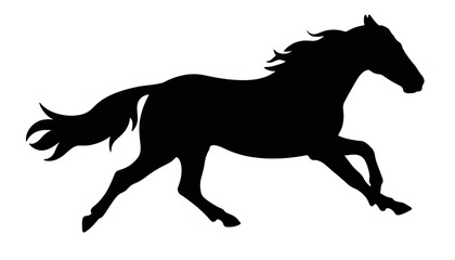 Fototapeta premium Dynamic silhouette of sprinting horse in black and white, vitality