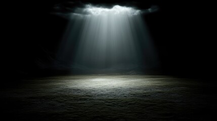 Illuminated dark space, spotlight on ground