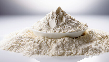 culinary foundation white wheat flour on a white or clear surface white background