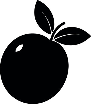 black apple fruit with leaves clip art preview