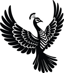 Peacock Vector Silhouette | Colorful Bird Outline and Design Peacock Silhouette Set | Elegant Bird and Nature Vector Icons
