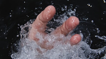 Fototapeta premium Hand splashing in water. Close-up view of a hand immersed in water, creating water splashes