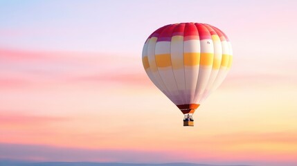 Fototapeta premium Hot air balloon soaring through a beautiful sunrise