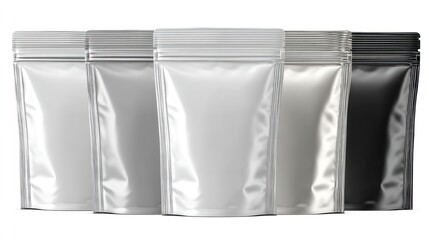 Stand Up Pouches in Silver White and Black for Product Packaging