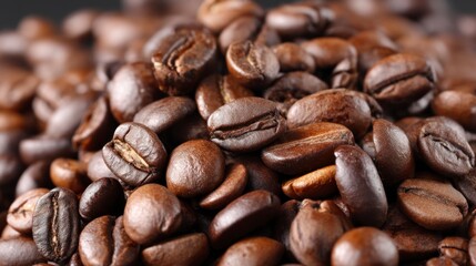 Fototapeta premium Close-up of Roasted Coffee Beans Showing Rich Texture and Dark Color