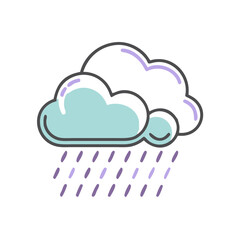 Cloud with Rain in Minimalist Style and Soft Colors  