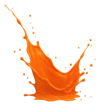 Dynamic depiction of an orange paint splash captured in high definition against a neutral background, ideal for creative and advertising concepts.