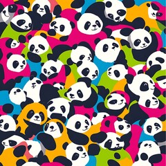 Colorful panda parade in an eye-catching and playful design picture