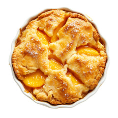 A Freshly Baked Peach Cobbler with Golden Biscuit Isolated on Transparent Background