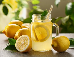 refreshing lemonade with fresh lemons